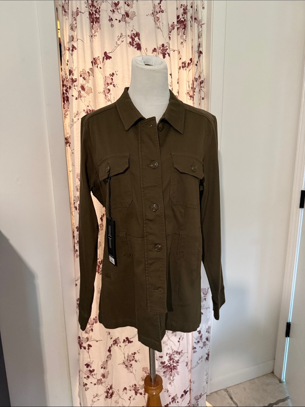 Liverpool Olive Green Utility Jacket with Button Front